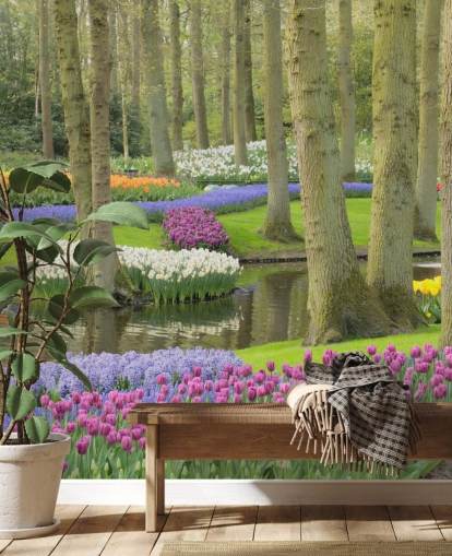 Colourful Tulips Park Wall Mural