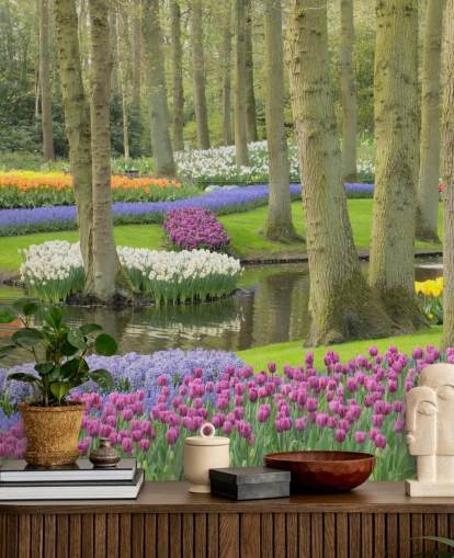 Colourful Tulips Park Wall Mural