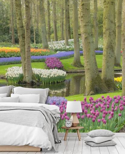 Fargerike Tulipaner Park Veggmaleri Fargerike Tulipaner Park Veggmaleri