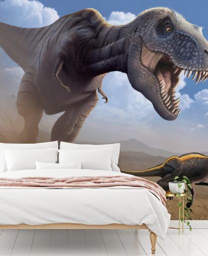 Tyrannosaurus Rex Lunch väggmålning Bakgrund