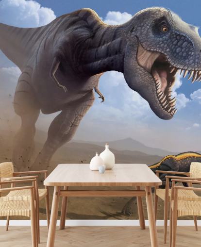 Tyrannosaurus Rex Lunch väggmålning Bakgrund