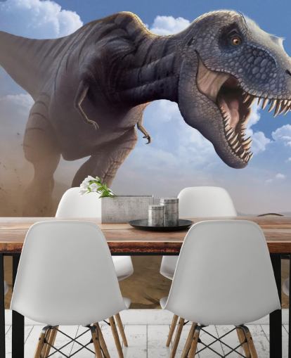 Tyrannosaurus Rex Lunch Muurschildering Behang