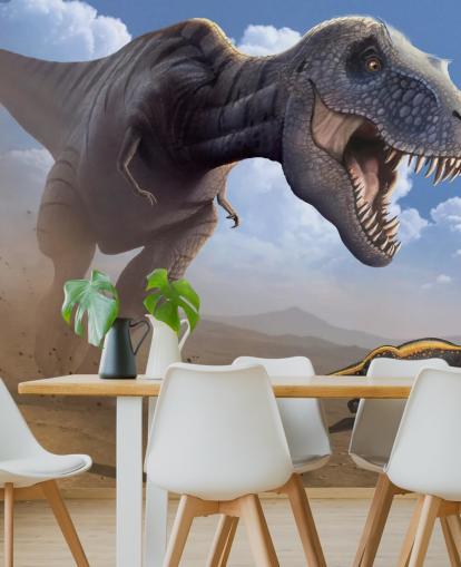 Tyrannosaurus Rex Lunch väggmålning Bakgrund