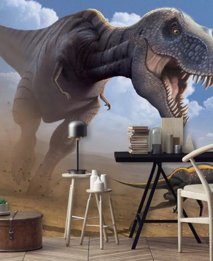 Tyrannosaurus Rex Lunch Muurschildering Behang