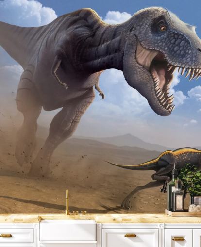 Papel de parede mural de parede Tyrannosaurus Rex Lunch Papel de parede mural de parede Tyrannosaurus Rex Lunch