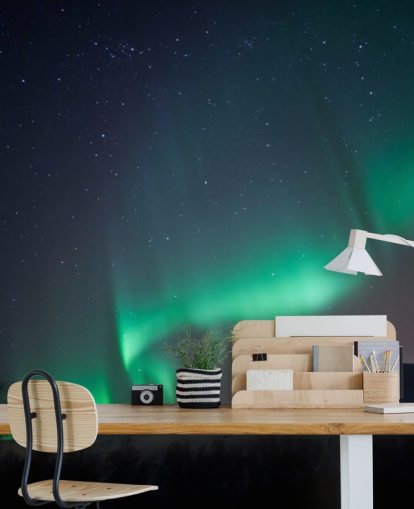 Grüne und blaue Nächte Himmel Fototapete