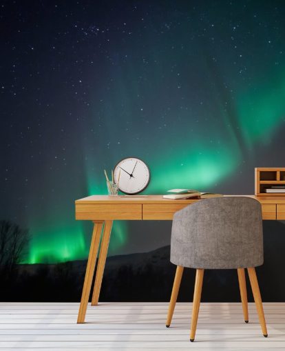 Green and Blue Nights Sky Wall Mural