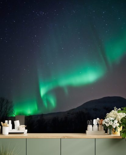 Decorazione murale con cielo di notti verdi e blu