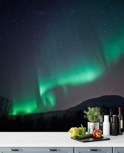 Green and Blue Nights Sky Wall Mural