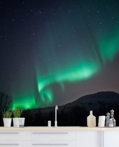 Grüne und blaue Nächte Himmel Fototapete