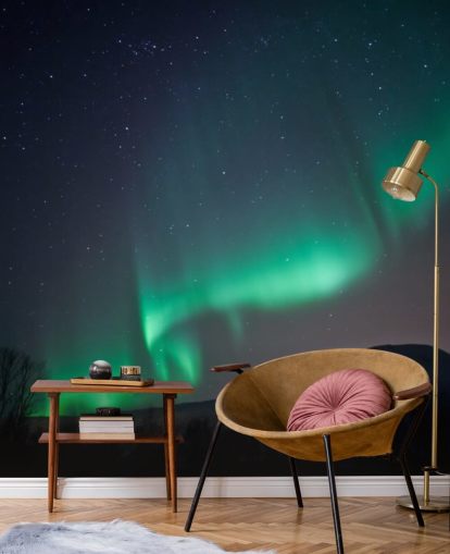 Decorazione murale con cielo di notti verdi e blu