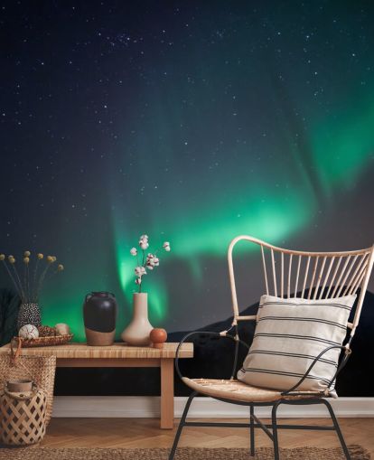 Green and Blue Nights Sky Wall Mural