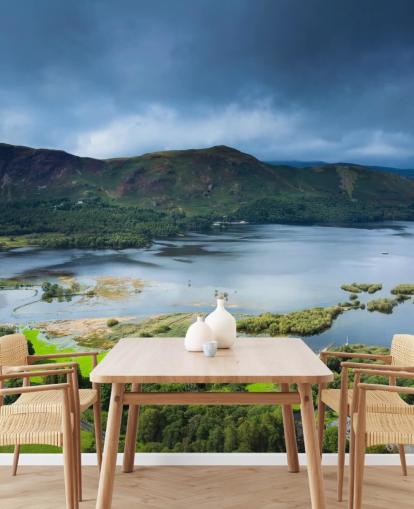 Papier Peint Lac et Campagne Verte
