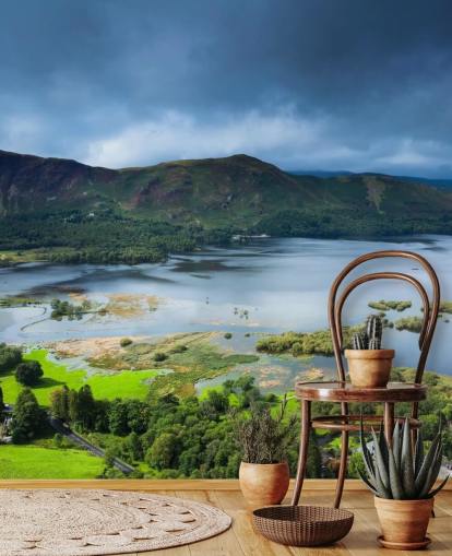 Lake and Green Countryside Wallpaper