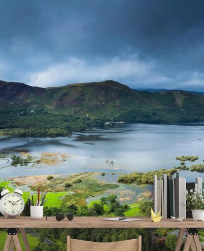 Lake and Green Countryside Wallpaper