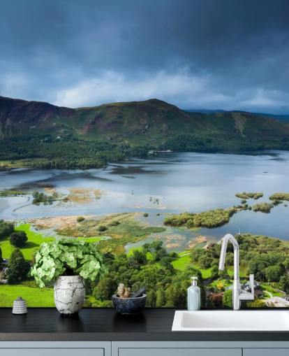 Lake and Green Countryside Wallpaper