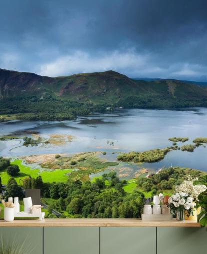 Lake og Green Countryside Baggrund
