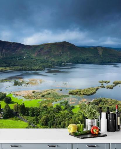 Lake og Green Countryside Baggrund