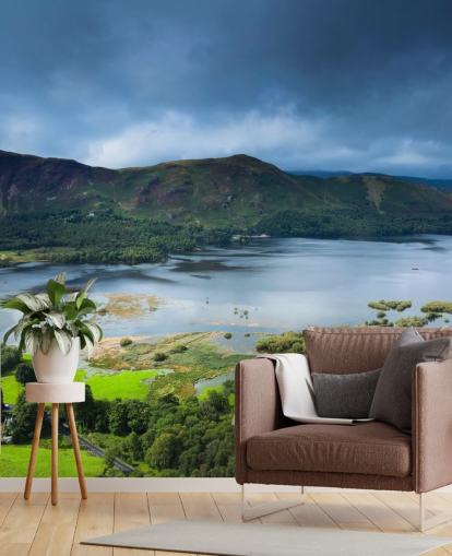 Lake and Green Countryside Wallpaper