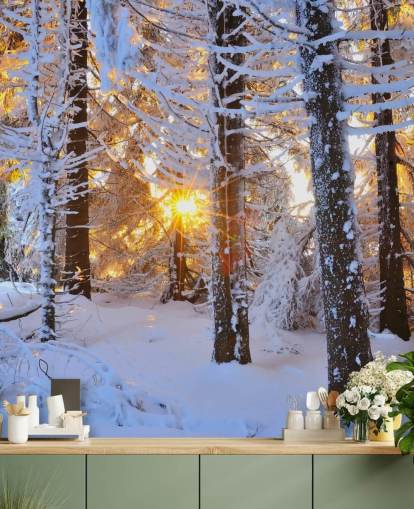 Snow Covered Trees Wall Mural