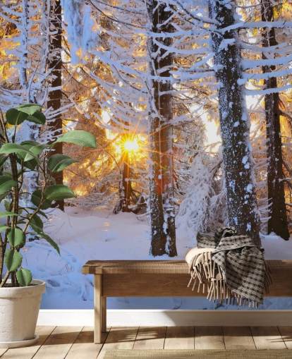 Snow Covered Trees Wall Mural