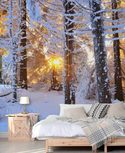 Snødekket trær Veggmaleri