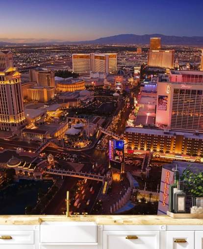 tilpassbar Las Vegas tapet veggmaleri kalt Vegas at Night