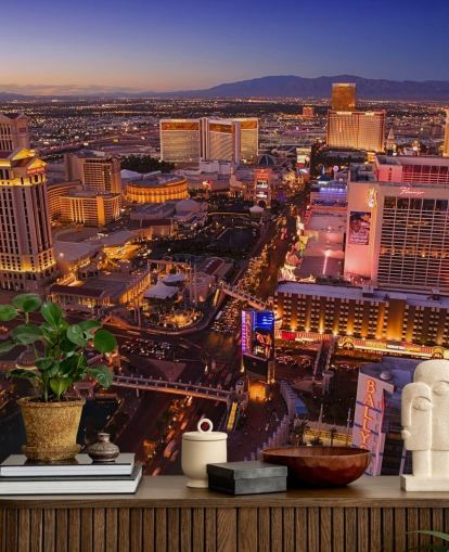 tilpassbar Las Vegas tapet veggmaleri kalt Vegas at Night