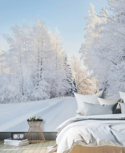 Snöiga träd väggmålning