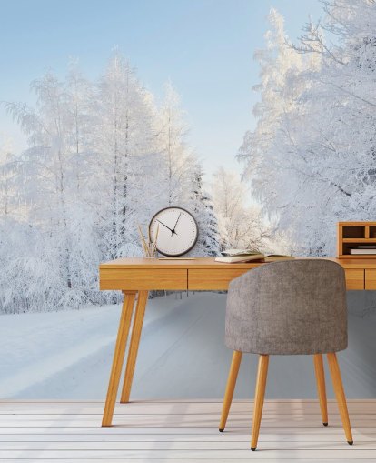 Snöiga träd väggmålning Snöiga träd väggmålning