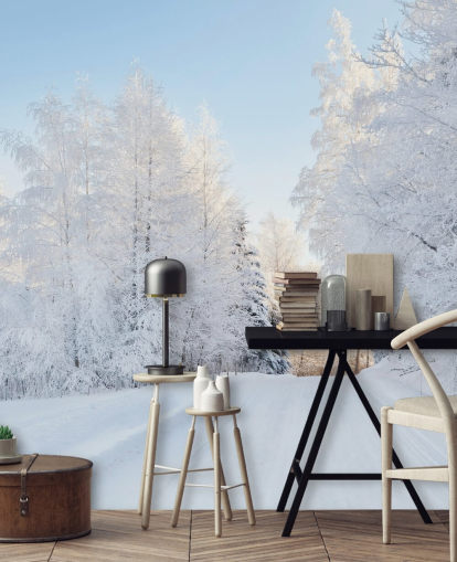 Decorazione murale con alberi innevati Decorazione murale con alberi innevati
