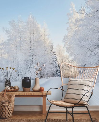 Lumiset puut seinämaalaus Lumiset puut seinämaalaus