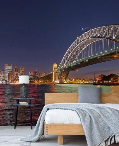 iluminou a ponte de sydney à noite papel de parede