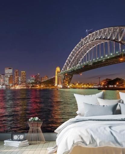 verlicht sydney bridge's nachts behang