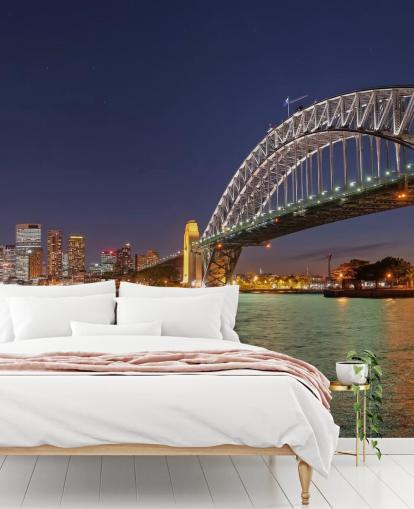carta da parati illuminata sydney bridge di notte carta da parati illuminata sydney bridge di notte