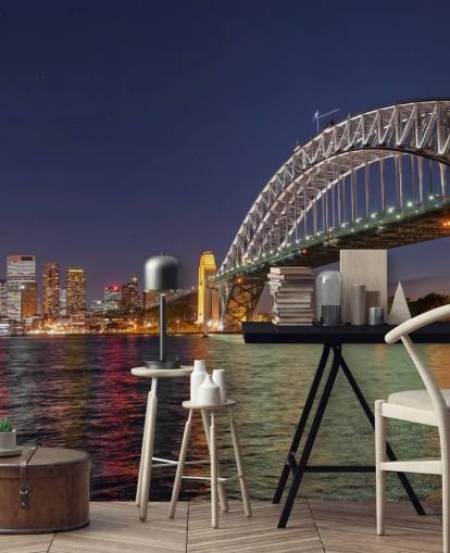 beleuchtete Sydney Bridge bei Nacht Tapete