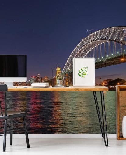 carta da parati illuminata sydney bridge di notte