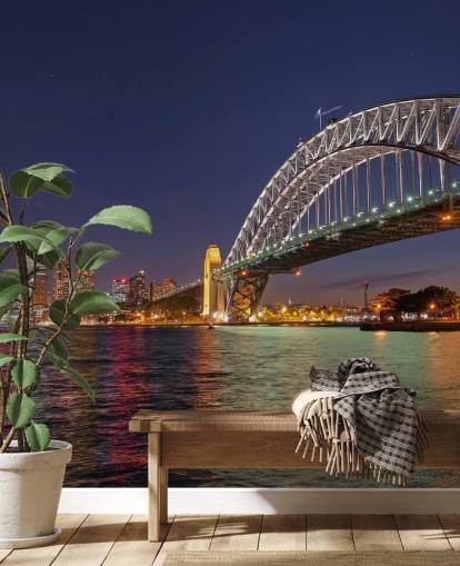 fondo de pantalla iluminado puente de sydney en la noche