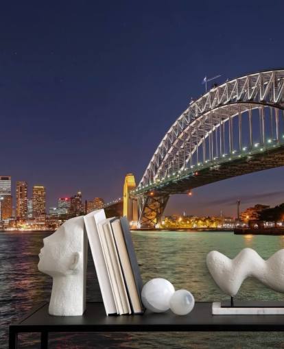 lit up sydney bridge at night wallpaper