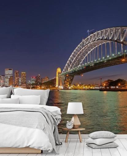 valaistu sydney silta yöllä tapetti valaistu sydney silta yöllä tapetti