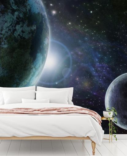 Blue Planet Earth in Outer Space Wallpaper