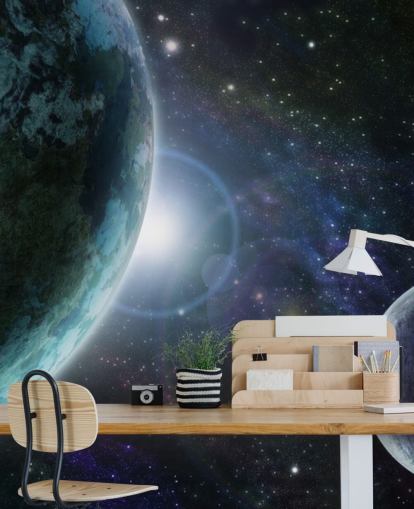 Blue Planet Earth in Outer Space Wallpaper