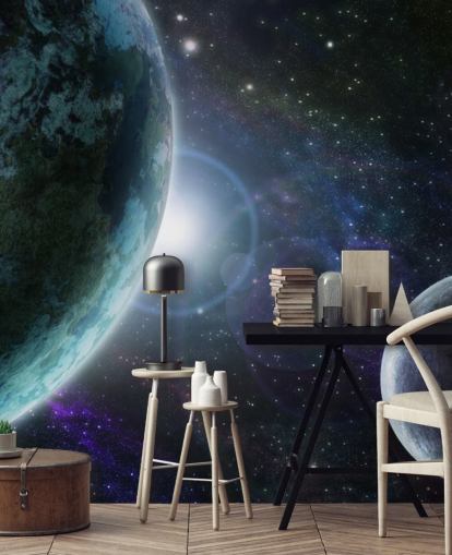 Blue Planet Earth in Outer Space Wallpaper