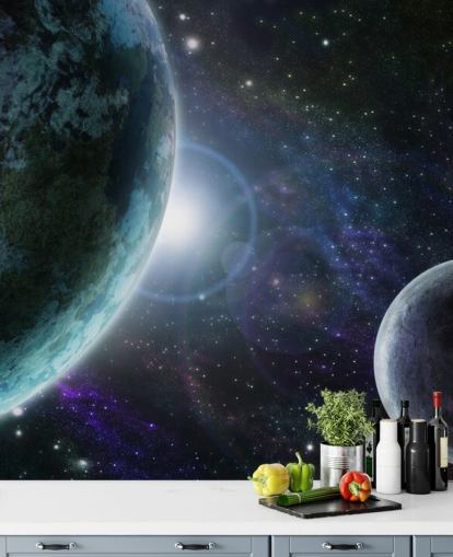 Blue Planet Earth in Outer Space Wallpaper