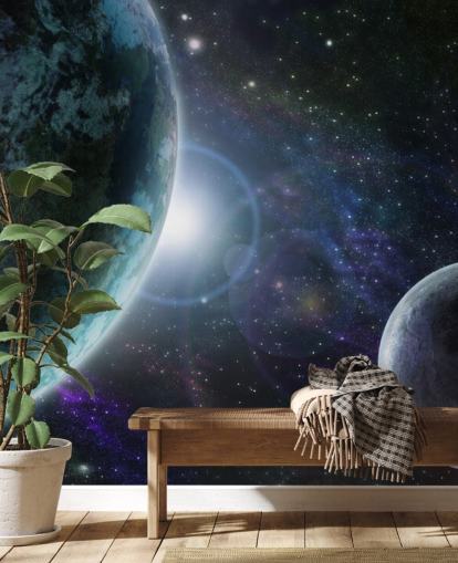 Papel de Parede Planeta Terra Azul no Espaço Exterior