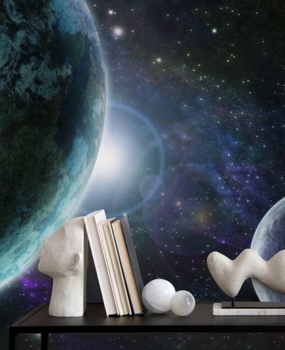 Blue Planet Earth in Outer Space Wallpaper