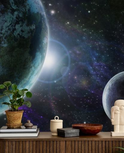 Blue Planet Earth in Outer Space Wallpaper