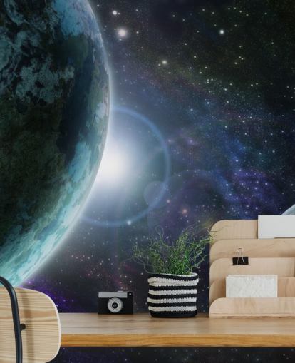 Papel de Parede Planeta Terra Azul no Espaço Exterior