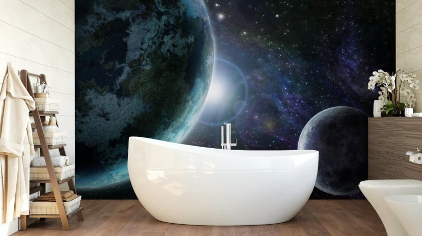 Blue Planet Earth in Outer Space Wallpaper