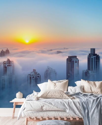 neblige Stadt Dubai Tapete